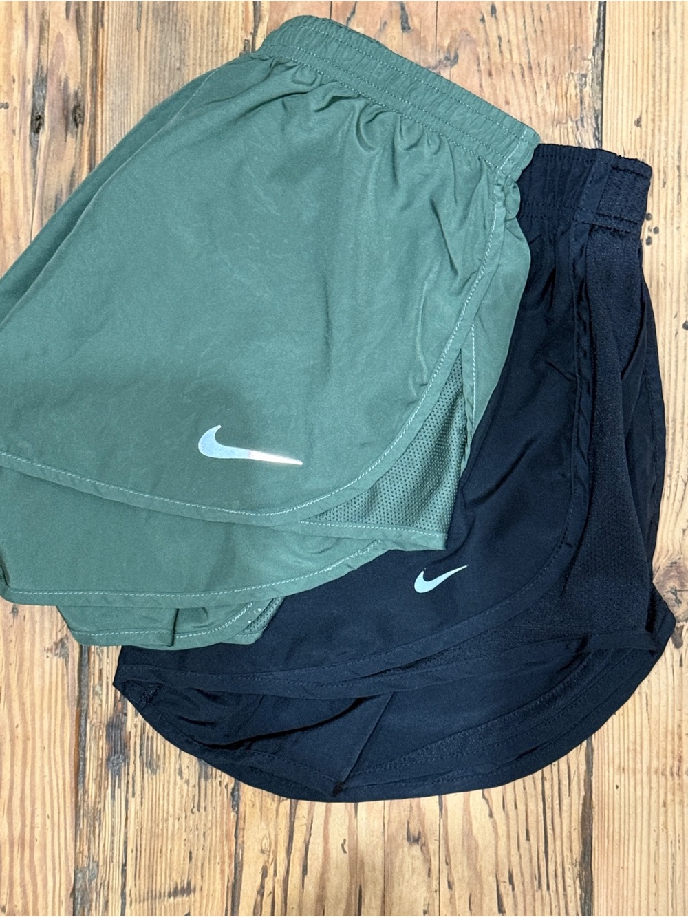 2 Nike Athletic Shorts in Olive and Black small.